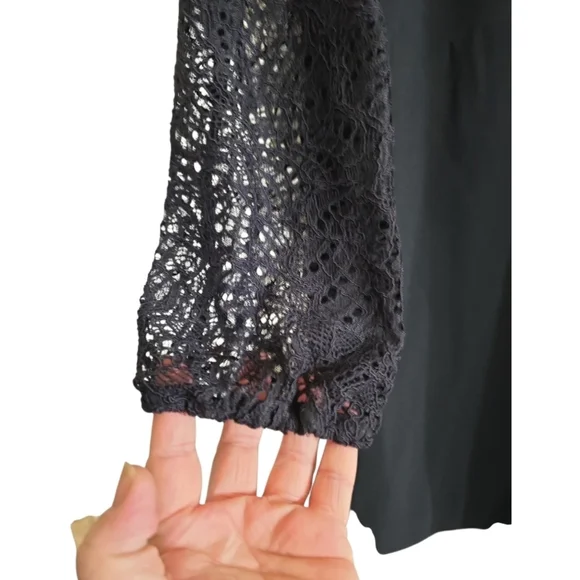 NWT Lilly Pulitzer Karolina Dress in Onyx Black 00 LBD Ruffle Lace Long Sleeves - Picture 6 of 11